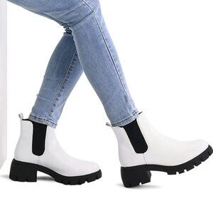 Women's Platform Chelsea Slip On Chunky Sole Block Heel Ankle Booties